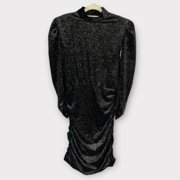 Rebecca Vallance Moon River Metallic Velvet Minidress Women's 2 Black NWT - Picture 3 of 9